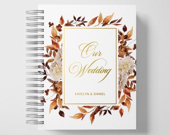 Wedding Planner Book Personalized | Fall Weddings | Terracotta and Gold | Color Choices Available | 6 x 9 inches | Design: A036