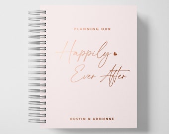 Wedding Planner Book Personalized | Engagement Gifts | Baby Pink and Rose Gold | Color Choices Available | 6 x 9 inches | Design: A042