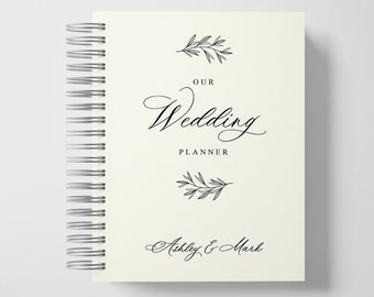 Wedding Planner Book Personalized | Engagement Gifts | Black and Rose Gold | Color Choices Available | 6 x 9 inches | Design: A046