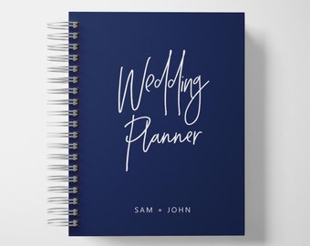 Wedding Planner Book Personalized | Engagement Gifts | Navy and White | Color Choices Available | 6 x 9 inches | Design: A028