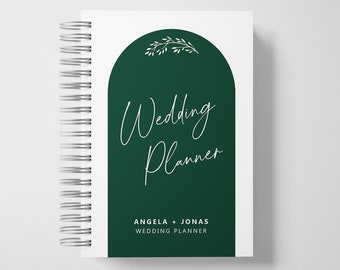 Wedding Planner Book Personalized | Arch Wedding Stationery | Emerald and White | Color Choices Available | 6 x 9 inches | Design: A050