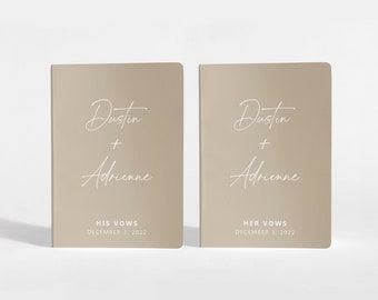 Vow Books Set of 2 | Her Vows His Vows | Beige and White | Color Choices Available | Design: A042