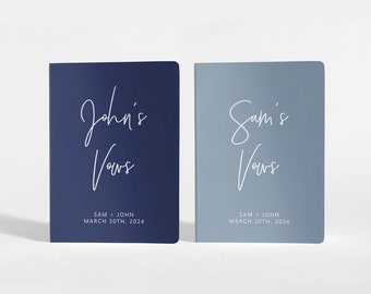 Vow Books Set of 2 | Her Vows His Vows | Navy and White | Color Choices Available | Design: A028