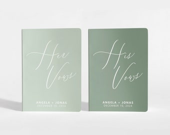 Vow Books Set of 2 | Her Vows His Vows | Sage and Mint | Color Choices Available | Design: A048