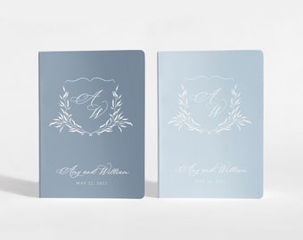 Vow Books Set of 2 | Her Vows His Vows | Pastel Blue and Dusty Blue | Color Choices Available | Design: A039