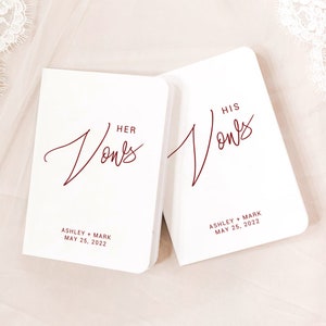Vow Books Set of 2 | Her Vows His Vows | Maroon and White | Color Choices Available | Design: A019