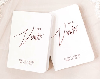 Vow Books Set of 2 | Her Vows His Vows | Maroon and White | Color Choices Available | Design: A019