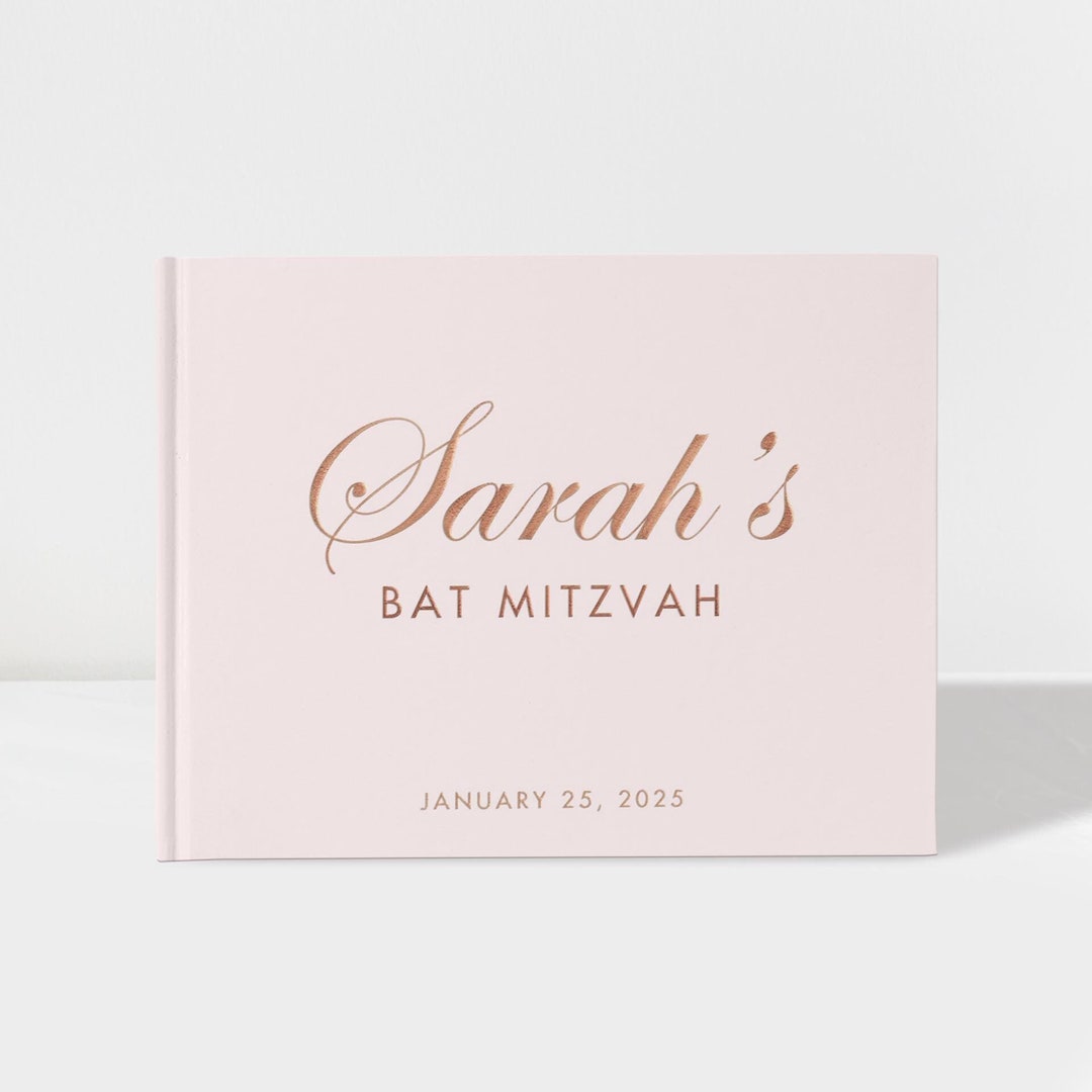 Bat Mitzvah Guest Book | Pastel Pink and Rose Gold Foil | 50 Sheets of ...