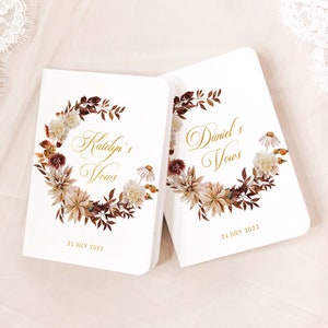 Vow Books Set of 2 | Her Vows His Vows | Fall Burnt Orange and Gold | Color Choices Available | Design: A036
