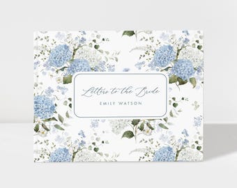 Hydrangea Letters to the Bride Scrapbook, Personalized Wedding Keepsake, Bridal Shower Guest Book