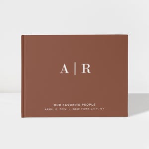 Wedding Guest Book | Photobooth Guest Book | Brick Brown and White | 50 Sheets of Paper | Color Choices Available | Design: A055
