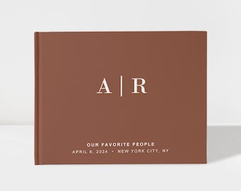 Wedding Guest Book | Photobooth Guest Book | Brick Brown and White | 50 Sheets of Paper | Color Choices Available | Design: A055