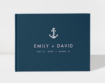 Nautical Personalized Hardcover Guest Book for Weddings, Birthdays, Events and Vacation Homes