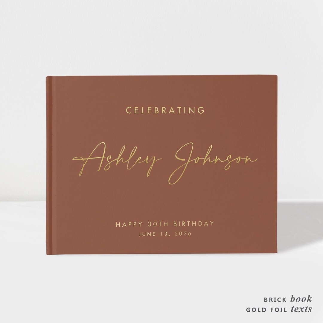 Birthday Guest Book 30th Birthday Party Brick and Gold Foil 50 Sheets