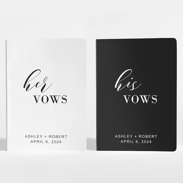 Personalized Vow Books Set of 2 | For My Husband | For My Wife | Black and White | Color Choices Available | Design: A033