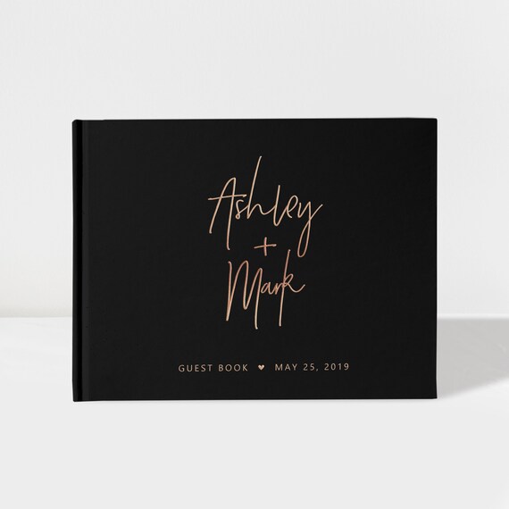 Wedding Guest Book Black and Rose Gold 100 Pages Color Etsy