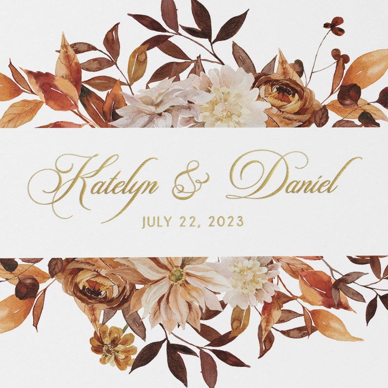 Wedding Guest Book Fall Terracotta and Gold 50 Sheets of Paper Colour Choices Available SKU: A036 image 2