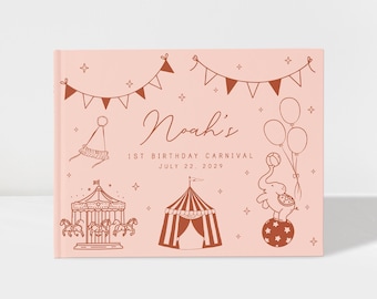 Kids Birthday Party Guest Book, Carnival Circus Theme Celebration