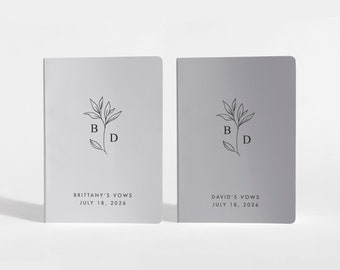 Vow Books Set of 2 | His and Her Vow Books | Greenery Vow Books | Mint and Emerald Green | Color Choices Available | Design: A058