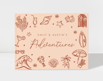 Personalized Beach Adventure Hardcover Book, Coastal Travel Memory, Scrapbook Keepsake Gift
