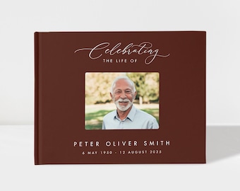 Custom Photo Funeral Sign In Book, Personalized Memorial Service Keepsake Guest Book
