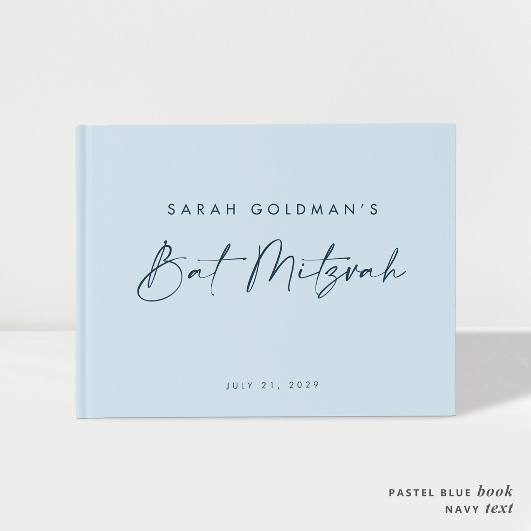 Bat Mitzvah Guest Book | Bar Mitzvah Guest Sign in Book | Pastel Blue ...