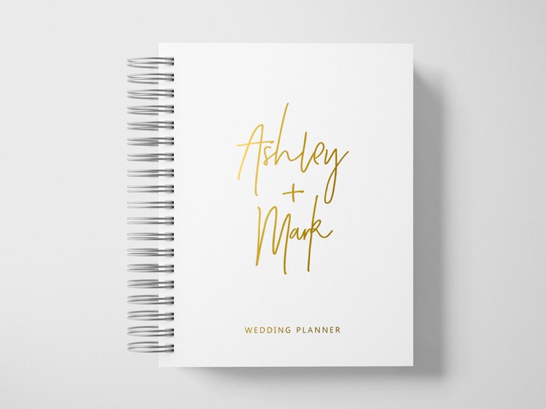 Wedding Planner Book Personalized Engagement Gifts White and Gold Color Choices Available 6 x 9 inches Design: A015 image 1