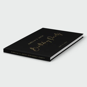 Birthday Party Guest Book Black and Gold Foil 50 Sheets of Paper Color Choices Available Design: BB004 image 2