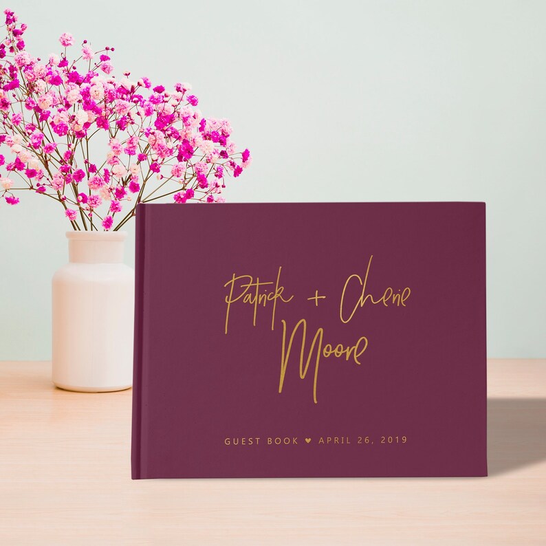 Burgundy Wedding Guest Book Custom Guest Book Australia Etsy