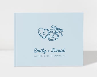 Personalized Wedding Guest Book with Heart Lockets, Custom Wedding Sign in, Photo Booth Album