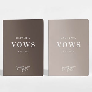 Wedding Vow Books Set of 2 | His and Her Vow Books Rustic | Neutral Vow Booklets | Color Choices Available | Design: A060
