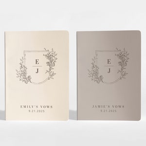 Wedding Vow Books Set of 2 | His and Her Vow Books | Rustic Vow Booklets | Custom Vow Notebook | Color Choices Available | Design: A061