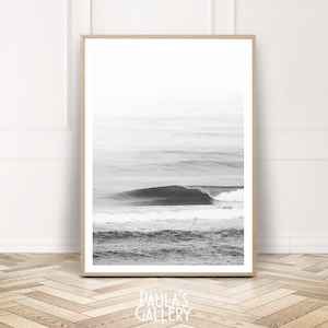 Fotografía de surf, arte de pared imprimible de surf, impresión de surf, arte de pared de olas, arte blanco negro, cartel del océano, decoración de la pared costera