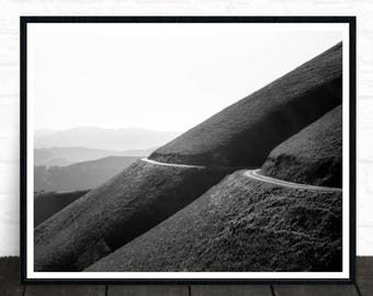 Black White Mountain Print, Mountain Landscape Wall Art, BW Photography, Printable Digital Print, Instant Download, Large Wilderness Poster