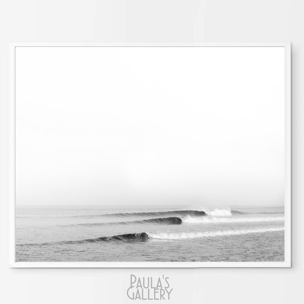 Black White Wave Art, Surf Print, Beach Photography, Printable Ocean Poster, Digital Download, Seascape Art