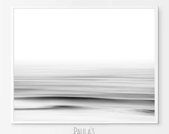 Black White Beach Photography Print, Printable Waves Wall Art, Coastal Surf Poster Home Decor, Ocean Print, Seascape Wall Decor