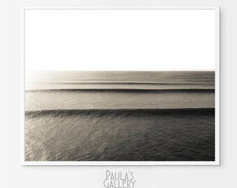 Black White Ocean Print, Sepia Waves Wall Art, Aerial Ocean Photography Poster, Digital Prints, Coastal Print, Seascape Wall Art,  Gift
