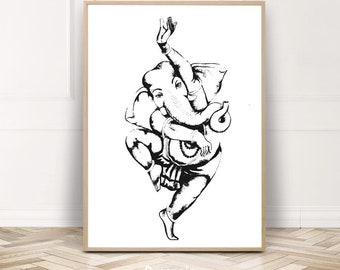 Ganesha Print, Ganesh Wall Art, Hindu God Printable, Lord Ganesha Large Poster, Indian Wedding Decor, Yoga Mantra Art, Ganapati Vinayaka