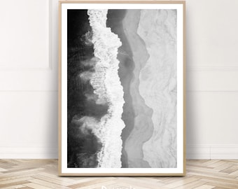 Aerial Beach Print, Ocean Wall Art, Waves Printable Photography, Coastal Wall Decor, Beach Poster, Sea Print, Home decor
