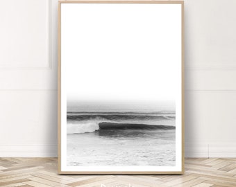 Surf Photography Print, Surf Art, Wave Poster, Printable Ocean Wall Art, Black white Beach Art, Beach Decor