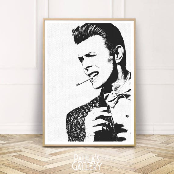 David Bowie Print Wall Art, Celebrity Printable Poster,black White