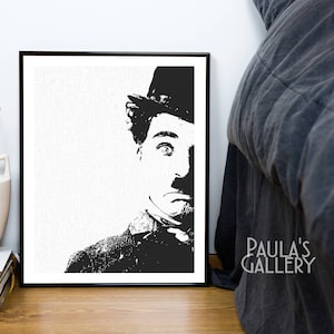 Charlie Chaplin Print Poster, Celebrity Wall Art, Funny Black White ...