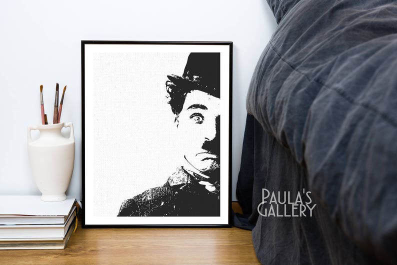 Charlie Chaplin Print Poster Celebrity Wall Art Funny Black - Etsy