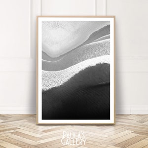 Surf Art, Surf Print, Strand Fotografie, Küsten Wandkunst, Strand druckbar, schwarz weiß Meer Kunst, Luftbild, Wellen Dekor