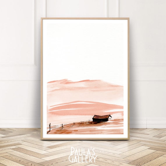Home Office Decor Watercolor Landscape Printable Wall Art Abstract Desert Landscape Downloadable Print Digital Download
