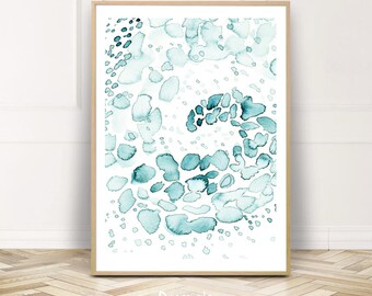 Abstract Watercolor Wall Art, Large Blue Print Poster, Dots Painting, Printable Bedroom Art, Instant Download, Gift for Her, Home decor