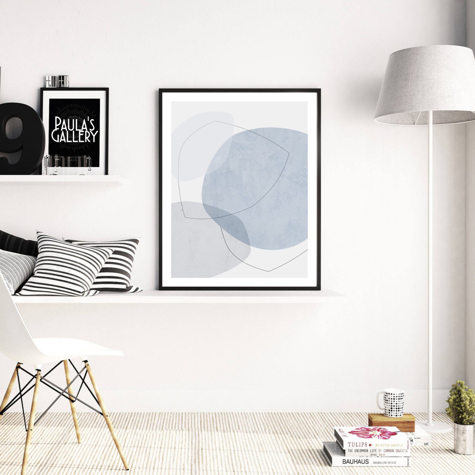 Blue Abstract Wall Art Gray Modern Abstract Art Contemporary - Etsy