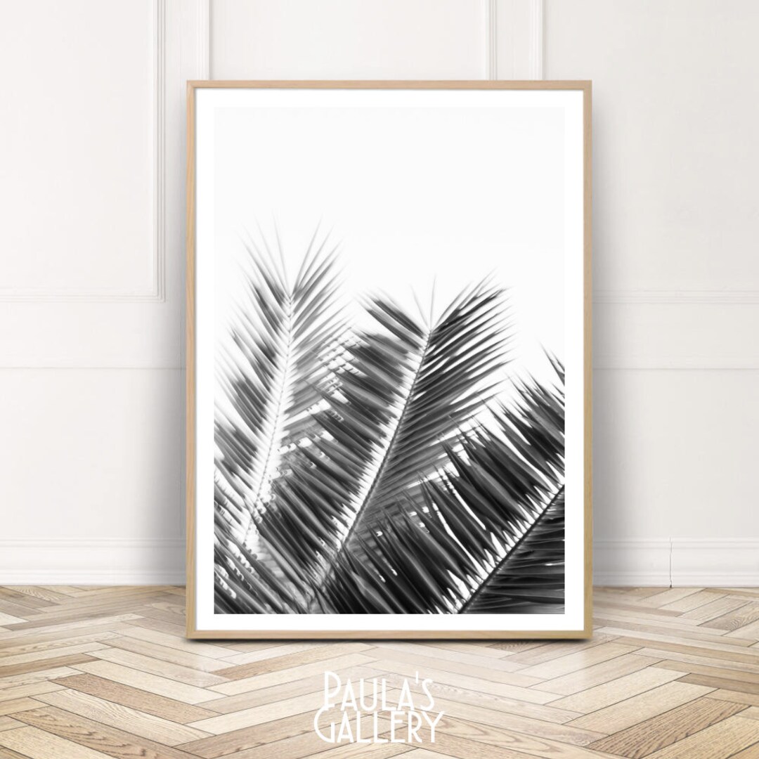 Palm Leaf Print, Palm Tree Wall Art, Black White Palm Decor, Printable ...