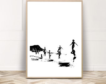 Vintage Surf Poster, Surf Print, druckbare Surf-Kunst, schwarz weiß Wohnkultur, Digitaldrucke, moderne minimalistisch, Kunst-Geschenk, druckbare Download