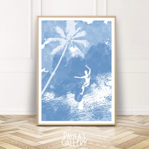 Hawaii Surfer Printable Wall Art,Beach Waves Poster,Palm Ocean Digital Print,Home Decor,Instant Download,Gift for Her,Housewarming Gift